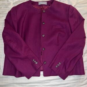 Vtg  Evan Picone Women's Purple 100% Worsted Wool Blazer size 22W